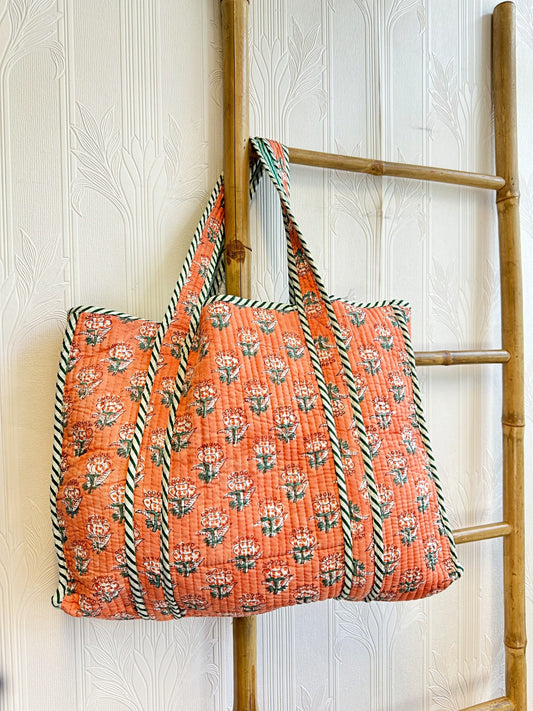 Quilted Cotton Handprint Orange small motif