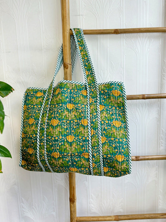 Quilted Cotton Handprint Green leaf