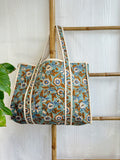 Quilted Cotton Handprint Brown leaf