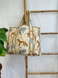 Quilted Cotton Handprint Autumn Woodlands Fox Owl Sloth Deer