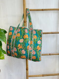 Quilted Cotton Handprint Yellow Green flora