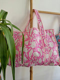 Quilted Cotton Handprint Handmade Artist Boho Carry All