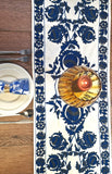 Bring your table to life with Suzani style blue motif