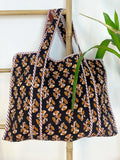 Quilted Cotton Handprint Black with small motif