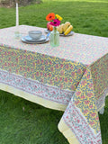 Large Table Handblock Printed Cotton Spring Summer Floral Table Cover |