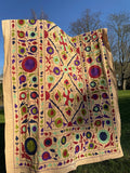 Vintage Handmade Wool Thread Embroidery – Timeless Craftsmanship & Heritage Detail Light peach