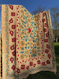 Vintage Handmade Wool Thread Embroidery – Timeless Craftsmanship & Heritage Detail Dull peach maroon