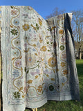 Vintage Handmade Wool Thread Embroidery – Timeless Craftsmanship & Heritage Detail Grey with mustard beige