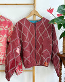 Vintage Inspired Short Jacket- Timeless Elegance with Modern Edge Vintage Maroon