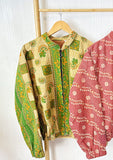 Vintage Inspired Short Jacket- Timeless Elegance with Modern Edge Green and Yellow