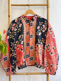 Vintage Kantha Short Zip Jacket – Handcrafted pink floral