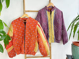 Vintage Inspired Short Jacket- Timeless Elegance with Modern Edge Orange with White and Yellow