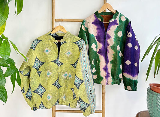 Vintage Inspired Short Jacket- Timeless Elegance with Modern Edge Tie-Dye Pattern with White, Green, Purple and Blue Hue