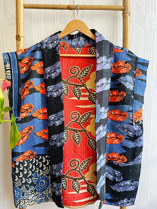 Vintage Inspired Short Jacket- Timeless Elegance with Modern Edge Blue red black