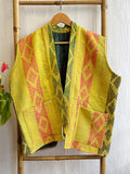 Vintage Inspired Short Jacket- Timeless Elegance with Modern Edge Lime with red