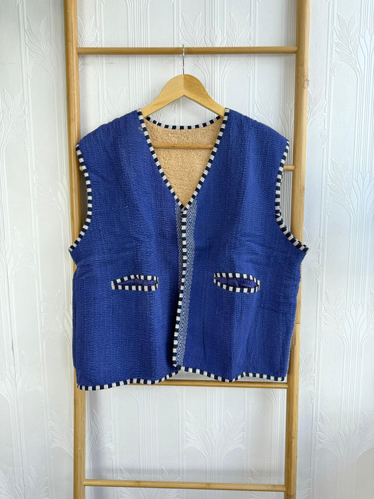 Vintage Inspired Short Jacket- Timeless Elegance with Modern Edge Navy blue with stripe