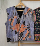 Vintage Inspired Short Jacket- Timeless Elegance with Modern Edge Light purple with orange and black