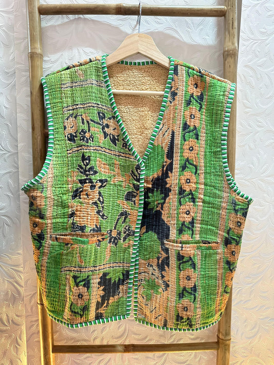 Vintage Inspired Short Jacket- Timeless Elegance with Modern Edge Green black beige