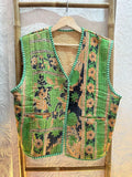Vintage Inspired Short Jacket- Timeless Elegance with Modern Edge Green black beige