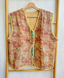Vintage Inspired Short Jacket- Timeless Elegance with Modern Edge Light brown with yellow