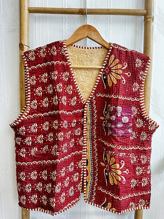 Vintage Inspired Short Jacket- Timeless Elegance with Modern Edge Hot red with thread blank pink