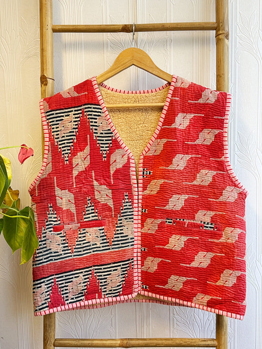 Vintage Inspired Short Jacket- Timeless Elegance with Modern Edge red beige