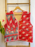 Vintage Inspired Short Jacket- Timeless Elegance with Modern Edge red beige
