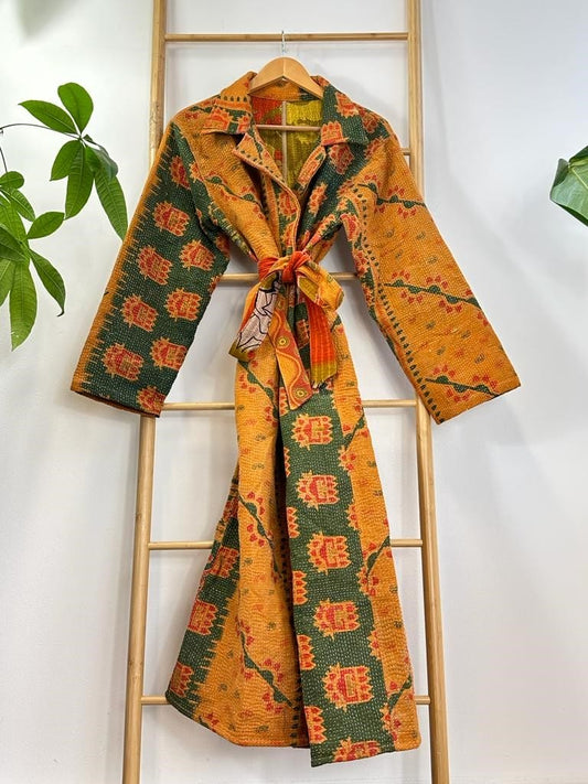 Vintage Longline Jacket – Classic Silhouette with Timeless Appeal Orange with green red