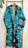 Vintage Longline Jacket – Classic Silhouette with Timeless Appeal Blue with beige motif