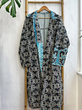 Vintage Longline Jacket – Classic Silhouette with Timeless Appeal Black white and blue