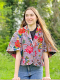 Velvet open short jacket Purple hue