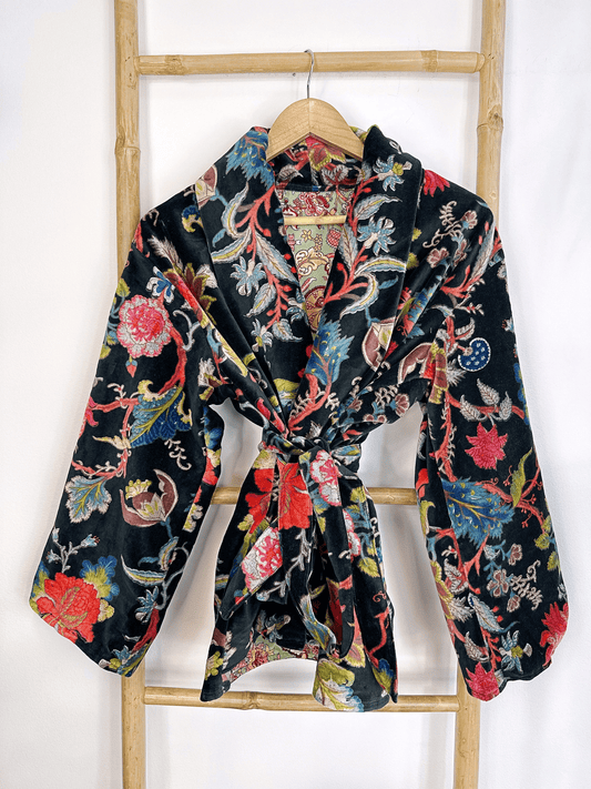 Luxury Velvet Boho Quirky Floral Winter Christmas Gift Elegant Royal Black Orange