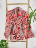 Luxury Velvet Boho Quirky Floral Silk Lined Winter Gift Quirky Soft Peach Birds Paradise Exotic Love