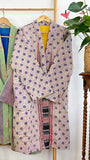 Vintage Longline Jacket – Classic Silhouette with Timeless Appeal Purple small flowers