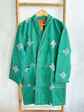 Vintage Longline Jacket – Classic Silhouette with Timeless Appeal Green with white motif
