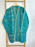 Vintage Longline Jacket – Classic Silhouette with Timeless Appeal Blue with beige small motif