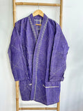 Vintage Longline Jacket – Classic Silhouette with Timeless Appeal Purple with beige thread
