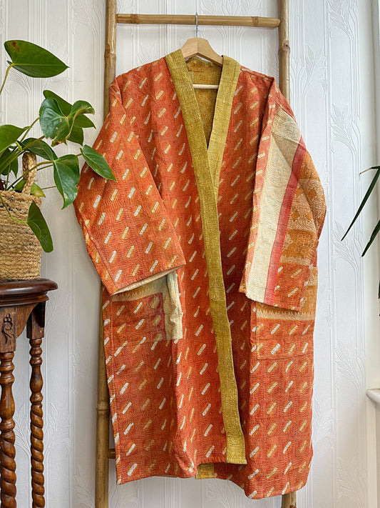 Vintage Longline Jacket – Classic Silhouette with Timeless Appeal Orange with beige