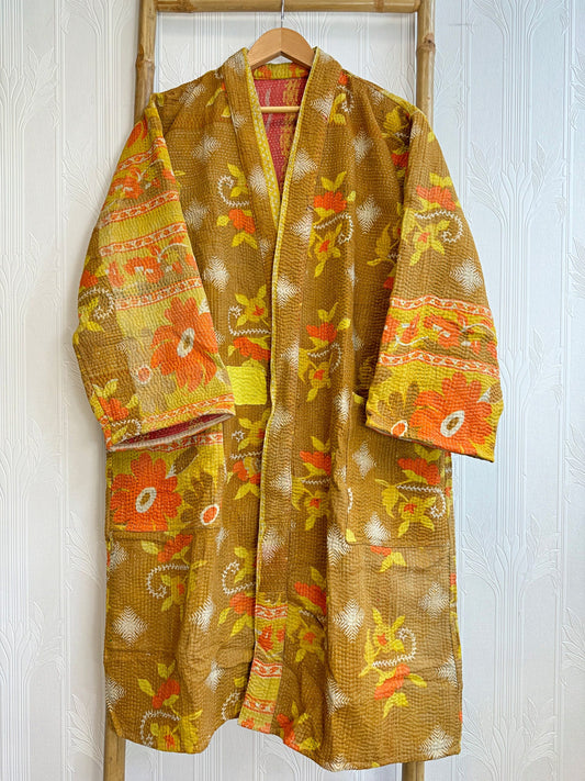 Vintage Longline Jacket – Classic Silhouette with Timeless Appeal Decent orange floral