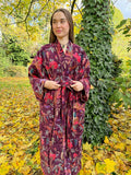 Luxury Velvet House Robe Unisex Kimono exotic Floral purple paradise