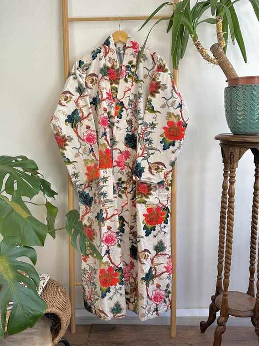 Luxury Velvet House Robe Unisex Kimono White Teal Orange Exotic