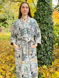 Luxury Velvet House Robe Unisex Kimono Grey Safari Cheetah Bird Jungle