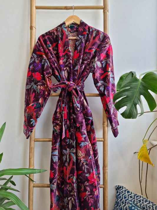 Luxury Velvet House Robe Unisex Kimono exotic purple