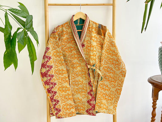 Vintage Inspired Short Jacket- Timeless Elegance with Modern Edge Beige, Mustard, Red