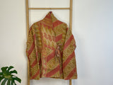 Vintage Inspired Short Jacket- Timeless Elegance with Modern Edge Beige floral