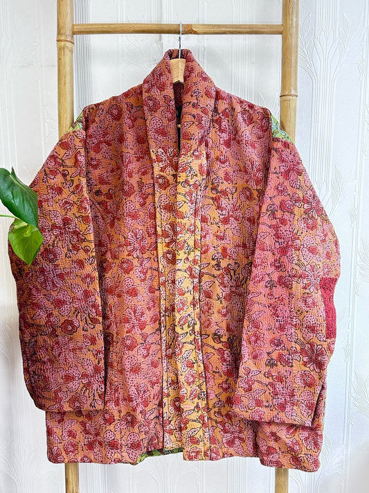 Vintage Inspired Short Jacket- Timeless Elegance with Modern Edge small flowers