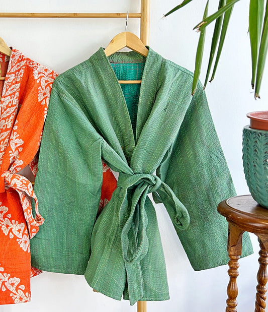 Vintage Inspired Short Jacket- Timeless Elegance with Modern Edge Green