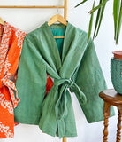 Vintage Inspired Short Jacket- Timeless Elegance with Modern Edge Green