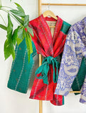 Vintage Inspired Short Jacket- Timeless Elegance with Modern Edge Hot pink with green