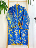 Vintage Suzani Jacket – Artisan Embroidery Meets Timeless Style BlueBerry Blue, Yellow, White, Orange acents